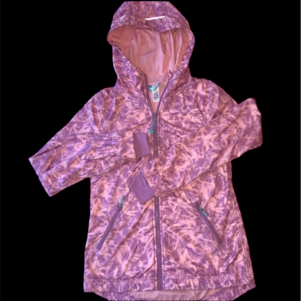 Ivivva By Lululemon Girls' Pink Purple Hoodie Lined Lightweight Jacket 12 Swirl